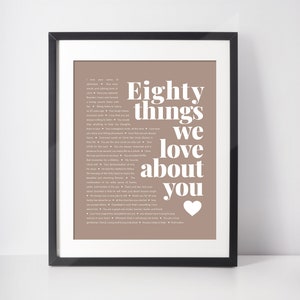 80 CHOSES que nous aimons chez vous ; 80e anniversaire ; Cadeau pour oncle ; Cadeau pour papa ; Cadeau pour grand-père ; Cadeau pour grand-père ; Cadeau pour Nonno ; Numérique