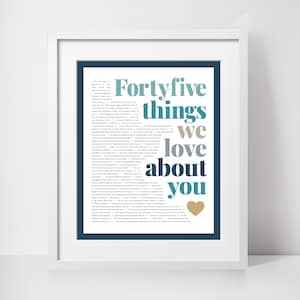 45 DINGEN die we leuk vinden aan jou; 45e verjaardag; Broer 45e; 45e verjaardag echtgenoot; 45e verjaardag van een vriend; Vaders 45e verjaardag