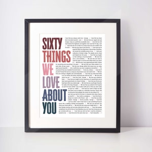 60 CHOSES que nous aimons chez vous; 60e anniversaire; Cadeaux du 60e anniversaire pour femme; Cadeau du 60e anniversaire pour maman; Cadeau du 60e anniversaire pour femme;