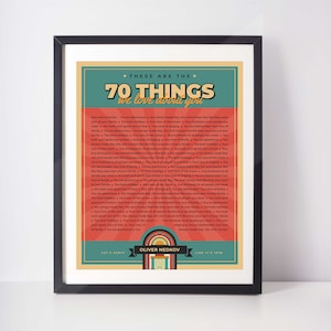 70 GRÜNDE Wir lieben dich; Personalisiertes Geburtstagsgeschenk; 70. Geburtstagsgeschenk für ihn; 70. Geburtstagsgeschenk für Mama; Digitaldruck; Geschenk für Männer
