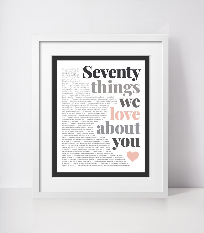 75 THINGS We Love About You 75th Birthday Gift for Aunt Gift for Grandma Mom's 75th Birthday Gift for Mom 75th birthday gifts image 7