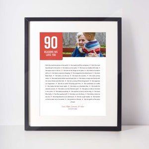 90 GRÜNDE Wir lieben dich; Nanas 90. Geburtstag; Omas 90. Geburtstag; Happy 90th Birthday Mom; Happy 90th Birthday Mutter; Nan es 90.