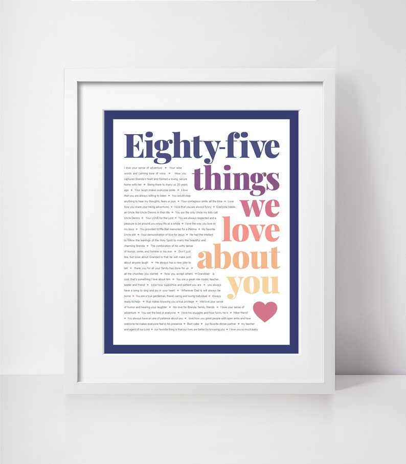 75 THINGS We Love About You 75th Birthday Gift for Aunt Gift for Grandma Mom's 75th Birthday Gift for Mom 75th birthday gifts image 9