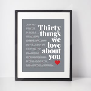 30 COSAS que amamos de ti; Cumpleaños número 30; Cumpleaños número 30 del esposo; Cumpleaños número 30 de un amigo; Cumpleaños número 30 del novio; Regalo para él