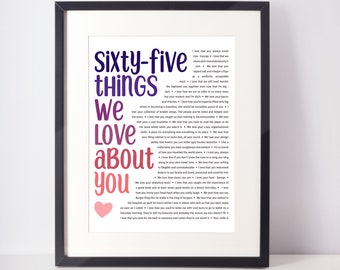 65 REASONS We Love You; Personalized Birthday Gift; Gift for Sister; Gift for Mom; Gift for Friend; Digital; Happy 65 Birthday; Gift for her
