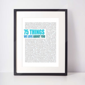 75 REASONS We Love You; Personalized Birthday Gift; Gift for Dad; Gift for Mom; Gift for Husband; Digital Print; 75th Birthday Gift for Man