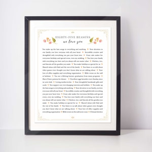 85 GRÜNDE Wir lieben dich; Gründe ich liebe dich; Geschenk für Großmutter; Geschenk für Oma; Geschenk für Mama; Geschenk für Tante; Geschenk für Schwester; Blumen;