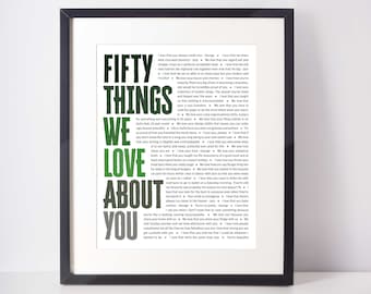 50 REASONS Why We Love You; 50th Birthday gifts for men; Personalized 50th Birthday Gift; 50 Things we love about you template; Gift for him