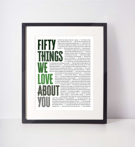 50 REASONS Why We Love You; 50th Birthday gifts for men; Personalized 50th Birthday Gift; 50 Things we love about you template; Gift for him
