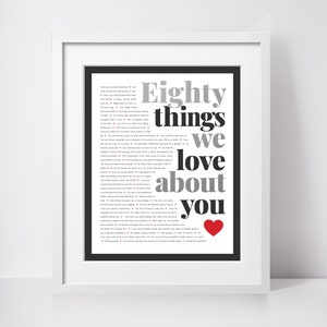 75 THINGS We Love About You 75th Birthday Gift for Aunt Gift for Grandma Mom's 75th Birthday Gift for Mom 75th birthday gifts image 8