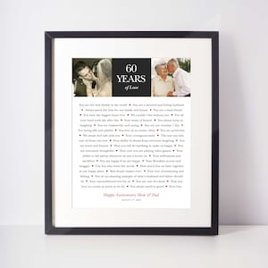 60th Wedding Anniversary, 60th Diamond Wedding Anniversary; Diamond Anniversary; Gift for Parents; Custom Anniversary Gift; Digital Print