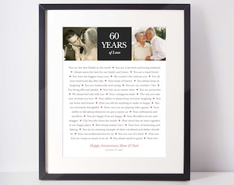 60e Anniversaire De Mariage 60e Anniversaire De Noces De Etsy France