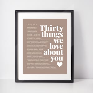 30 CHOSES que nous aimons chez vous; 30e anniversaire; 30e anniversaire du mari; Cadeau du 30e anniversaire pour femme; 30e anniversaire du petit ami; Cadeau pour lui