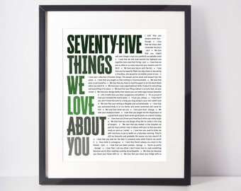 75 Things we love about you; 75th Birthday Gift for Dad; 75th birthday gift for him; Gift for Grandpa; 75th Birthday gifts for men