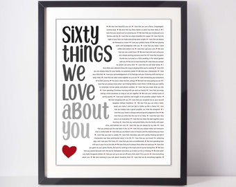 60 THINGS We Love About You; 60th Birthday; Sister 60th; Wife's 60th Birthday; Friend's 60th Birthday; Husband's 60th Birthday; Mom's 60th