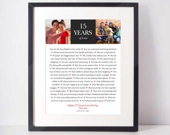 15th wedding Anniversary; REASONS I Love You; Anniversary Gift for woman; Gift for Husband; 15th Crystal Wedding; Wedding Vows; Wedding song