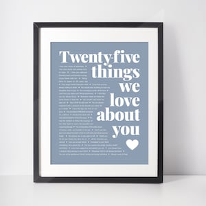 25 THINGS We Love About You; 25th Birthday; Husband's 25th Birthday; Custom Birthday Print; Boyfriend's 25th Birthday; Gift for him; Digital