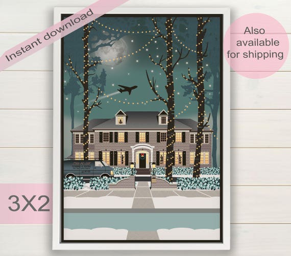 Home Alone Movie Art Print House Decor Poster Printable Film Gift Christmas Card Party Invitation Instant Stocking Digital Download