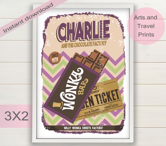 Charlie And The Chocolate Factory Print Willy Wonka Birthday Etsy