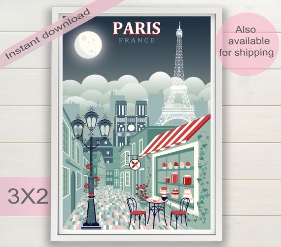 Paris Print Download France Bedroom Decor Theme Party Art Etsy