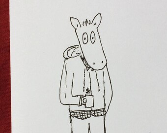 Hipster Horse Greeting Card (Birthday, Thinking of You, For fun, Anytime Card!)