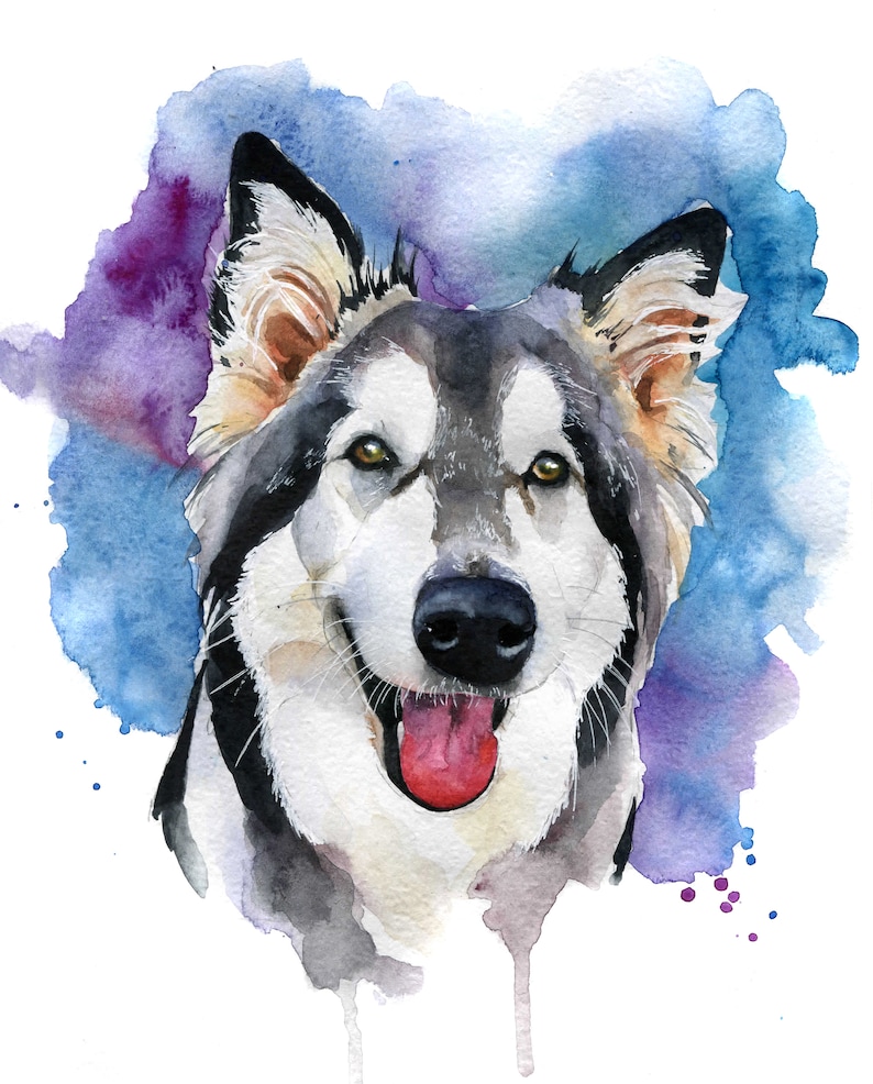 Custom Dog Painting, Pet Portrait, Husky, Dog Sympathy Gift Custom Dog Painting, Pet Portrait, Husky, Dog Sympathy Gift