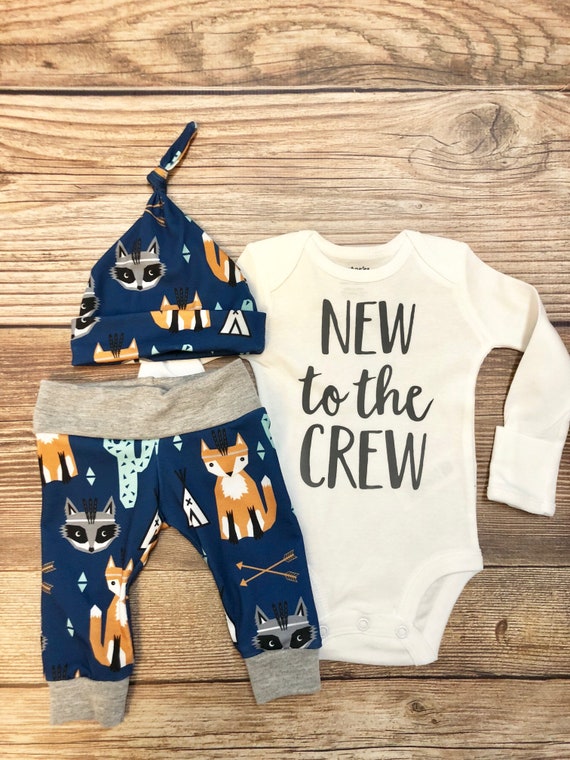 new to the crew baby boy outfit
