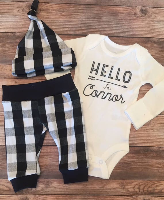 buffalo plaid baby boy outfit