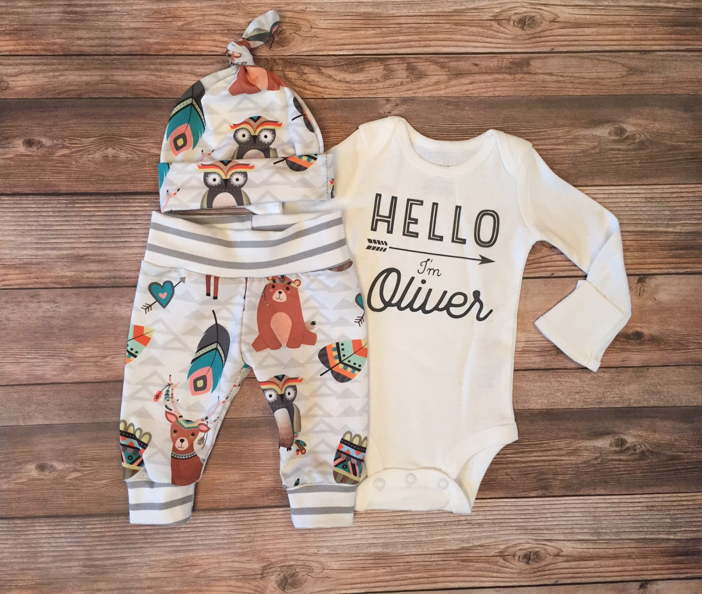 Woodland Baby Boy Coming Home Outfit Going Home Outfit Etsy