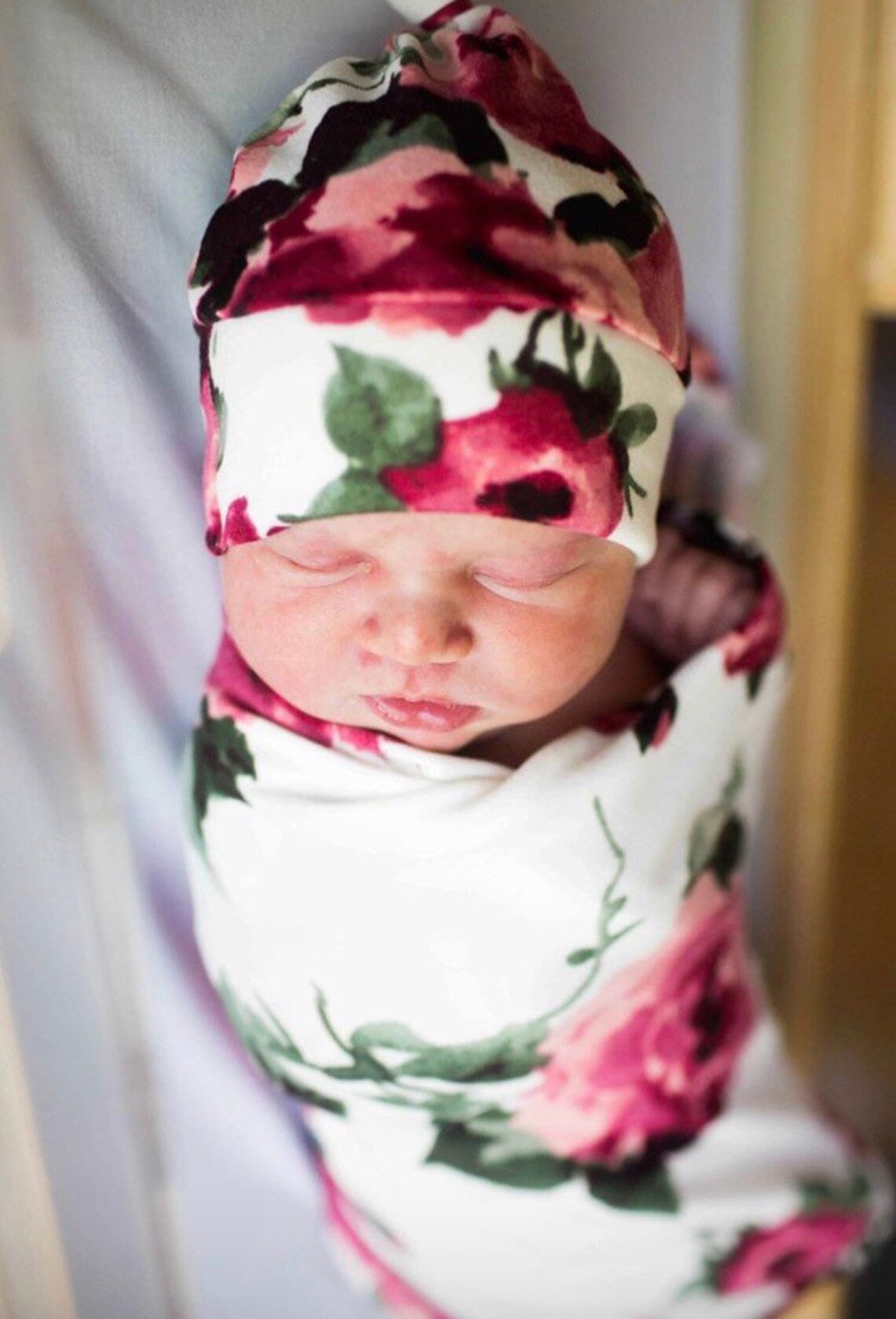 The Harper Floral Swaddle Set Floral Swaddle and Hat Headband Etsy