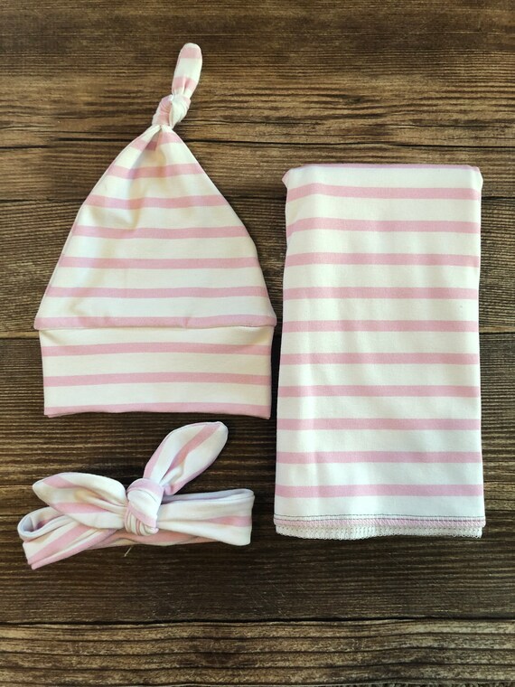 Girl Swaddle Set Swaddle Newborn Outfit Set Hat Headband Bow Take Home Outfit Blackberry Purple Swaddle Blanket Footed Pants