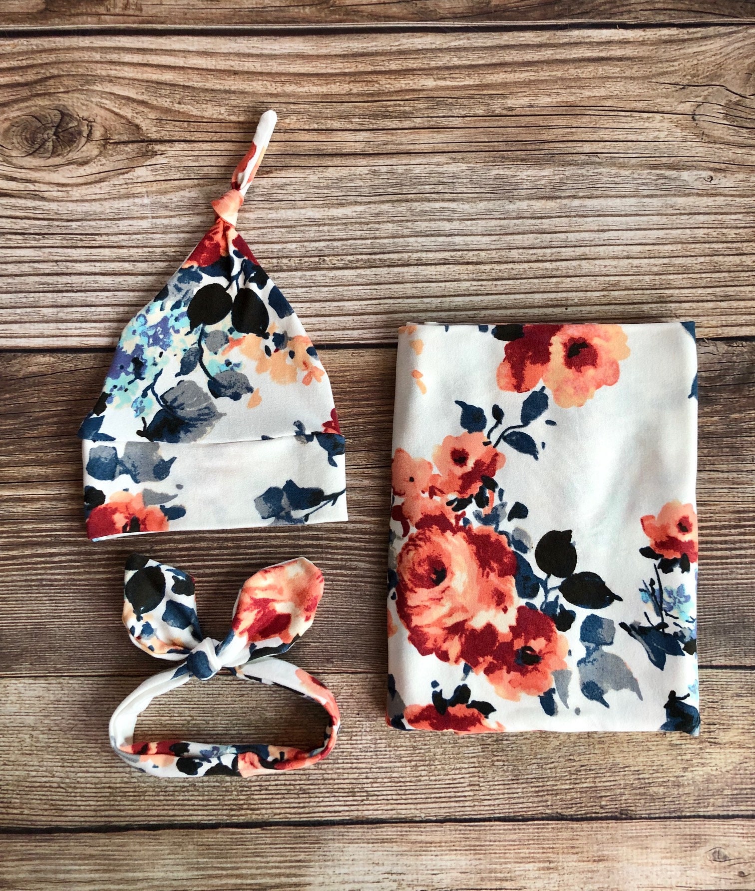 The Molly floral swaddle set Floral Swaddle and Hat Headband Etsy