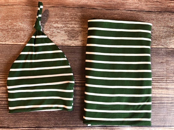 boy swaddle and hat set