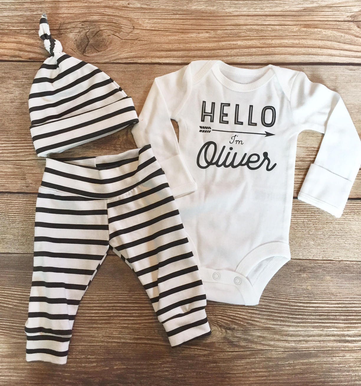 Black and White Stripe Newborn Boy Outfit Coming Home outfit | Etsy