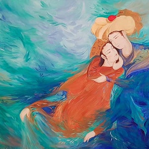 Merged Love - Original Hand-painted Acrylic Painting on Stretched Canvas, Wall art for Living Room, Bedroom, Office