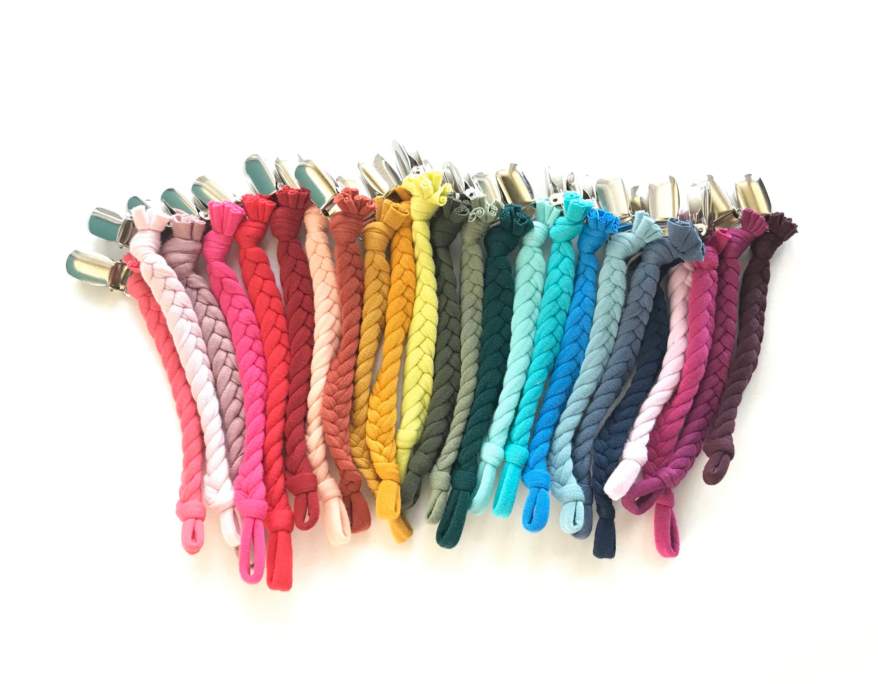 jersey knit braided paci clips