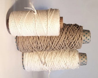 12mm 100/% Natural Puro Algodón Trenzado Cuerda Trenzada Cuerda 3 Strand Hilo fajín