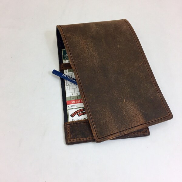 Customizable Handmade Leather Golf Scorecard / Yardage Book Cover Handcrafted From Full Grain Buffalo Leather In The USA | Great Mens Gift
