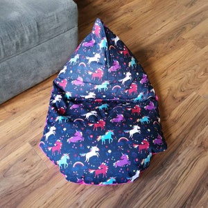 Pink Unicorns and rainbows beanbag