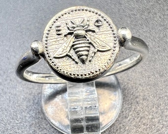 Artemis Bee Signet Ring Sterling Silver Minimalist Ancient Coin Handmade Greek Mythology Jewelry