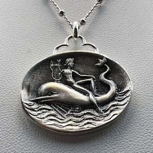 Tara&#39;s Dolphin Ancient Greek Coin Copy jewelry handmade Sterling silver pendant Ancient
