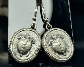 Turtle ancient Greek coin Aegina copy Earring sterling silver Mythological Tortoise Coin