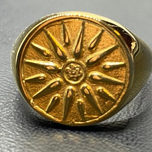 Ring Macedonian Star the Sun Brass gold plated