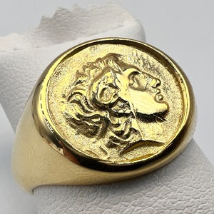 Alexander the Great Solid Gold Signed ring handmade