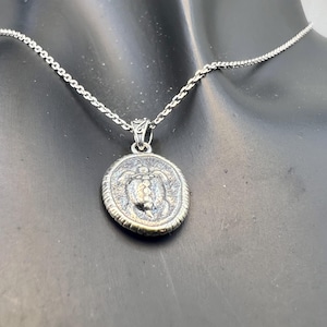 Turtle Necklace,  Coin Necklace, Greek Ancient Replica Turtle Pendant Sterling Silver Stater of Aegina  Double Sided