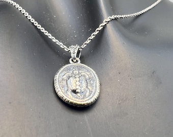 Sterling Silver Turtle Necklace: Ancient Greek Coin Replica Pendant