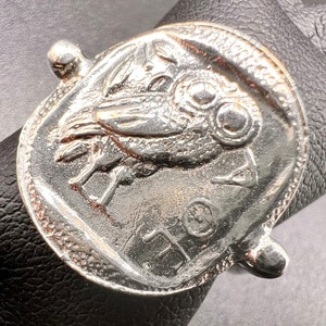 Coin Ring the owl of goddess Athena Sterling silver 925