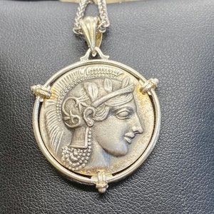 Goddess Athena and the owl Greek Coin Sterling Silver