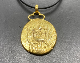 Zeus and Europe Sterling Silver Gold plated Ancient Greek coin copy pendant