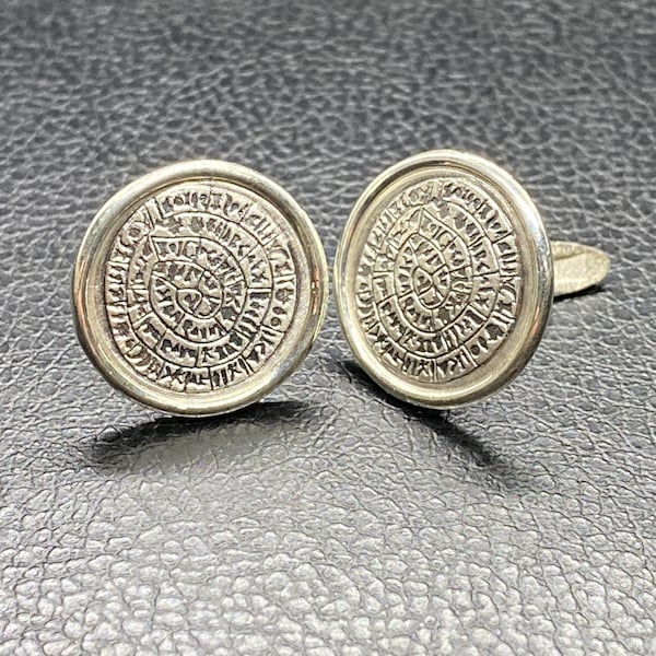 Phaistos Disc Ancient Greek Design Minoan Crete Cufflinks, men's cufflinks, men's jewelry, men's gift